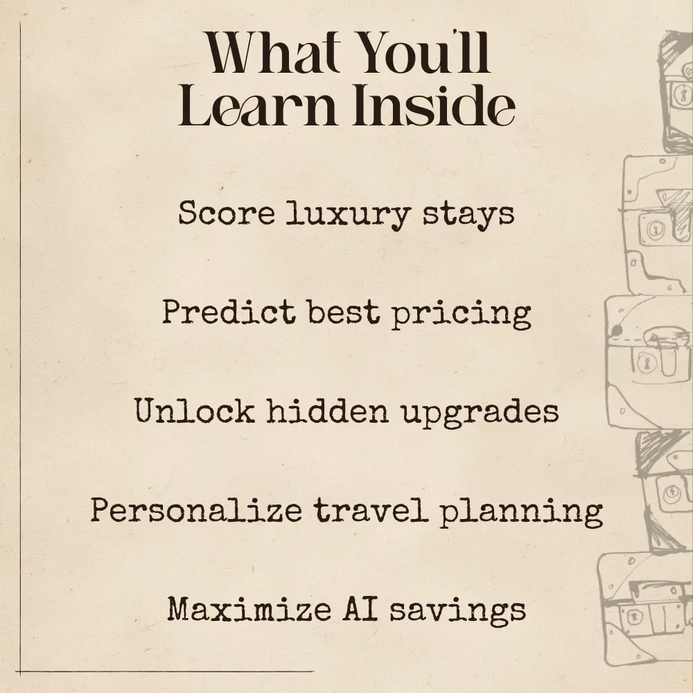 AI Luxe Escape: Smarter Hotel Deals & Upgrades – Ultimate Luxury Travel eBook for AI-Powered Savings, Upgrades & Insider Hotel Strategies | ai for finding luxury hotel deals and upgrades