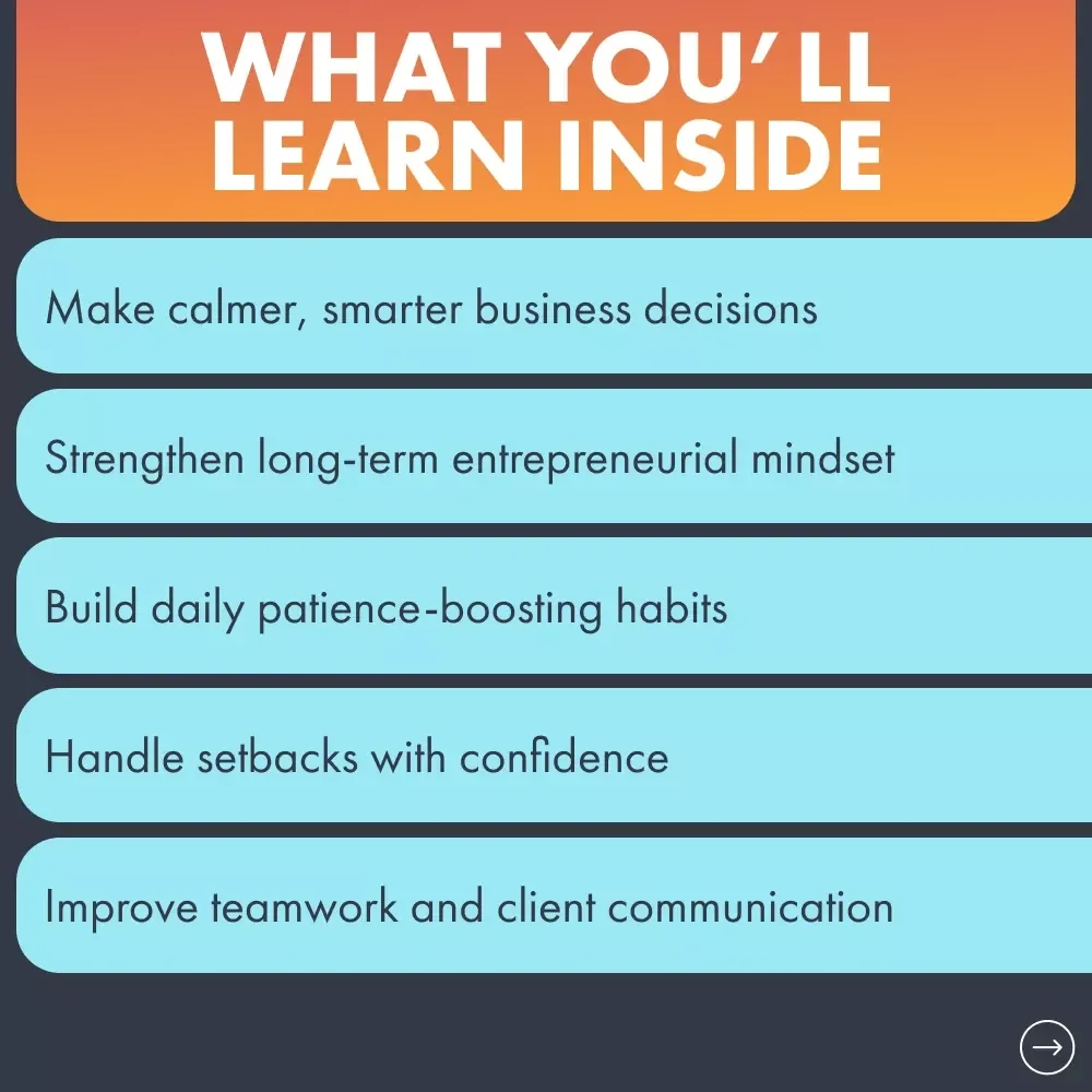Mastering Patience as an Entrepreneur Ebook | Developing Patience as an Entrepreneur Guide | Mindset, Habits, Stress-Management & AI Workflows