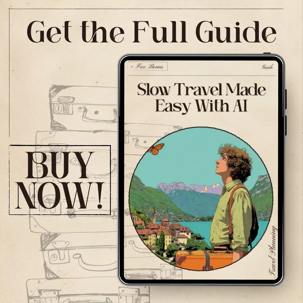 Slow Travel Made Easy with AI | Long-Stay Travel Guide | AI Slow Travel Suggestions for Long Stays | Digital Download for Intentional, Meaningful Trips