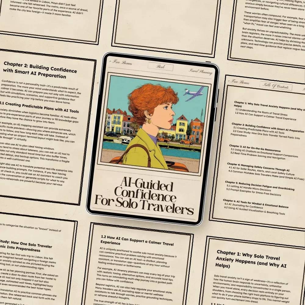 AI-Guided Confidence for Solo Travelers | Digital Travel Anxiety Guide, Solo Travel Mindset eBook, AI Travel Safety Planner, Confidence-Building Travel Toolkit