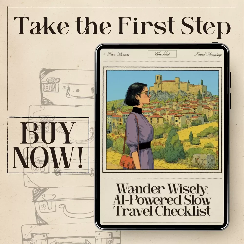 Wander Wisely: AI-Powered Slow Travel Checklist – Digital Travel Planner | Smart Companion for Mindful Explorers | Instant Download for Relaxed Adventures | ai for slow traveling hacks