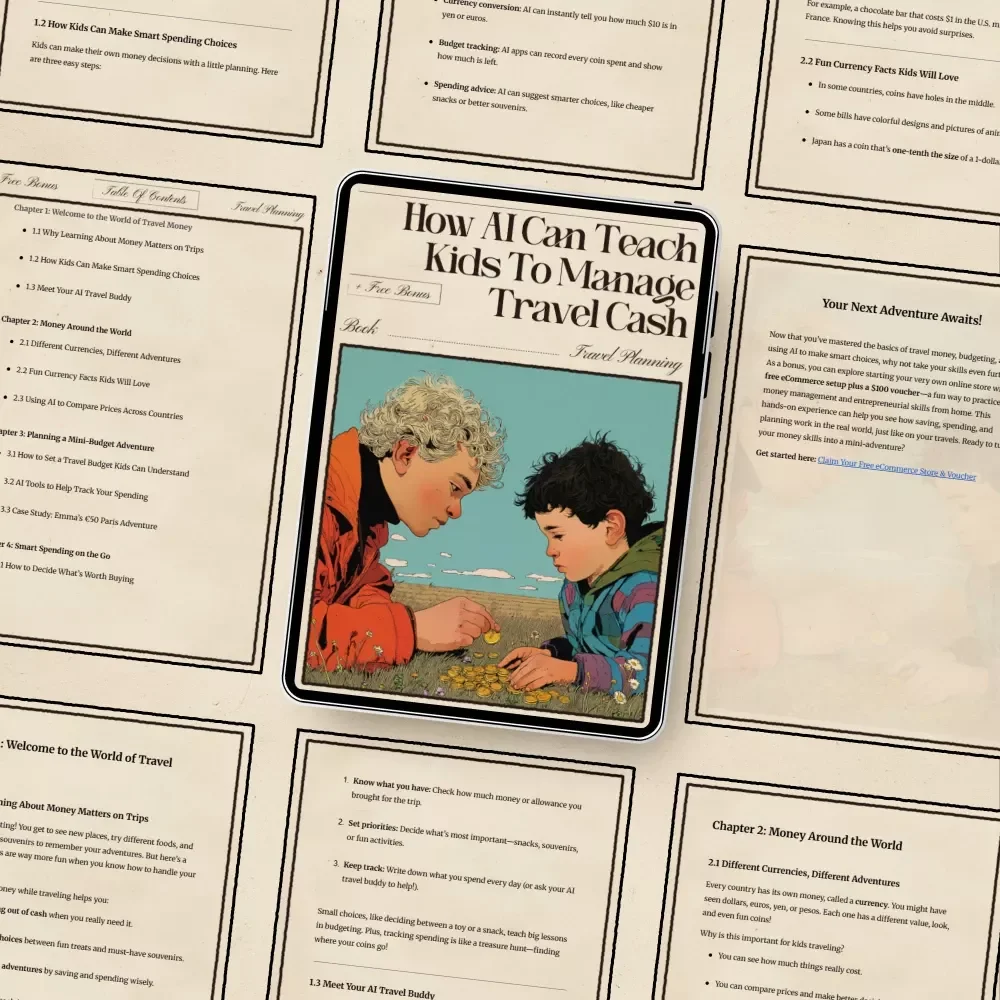 How AI Can Teach Kids to Manage Travel Cash | Educational Travel Money eBook for Parents & Kids | ai for teaching kids about travel money Guide