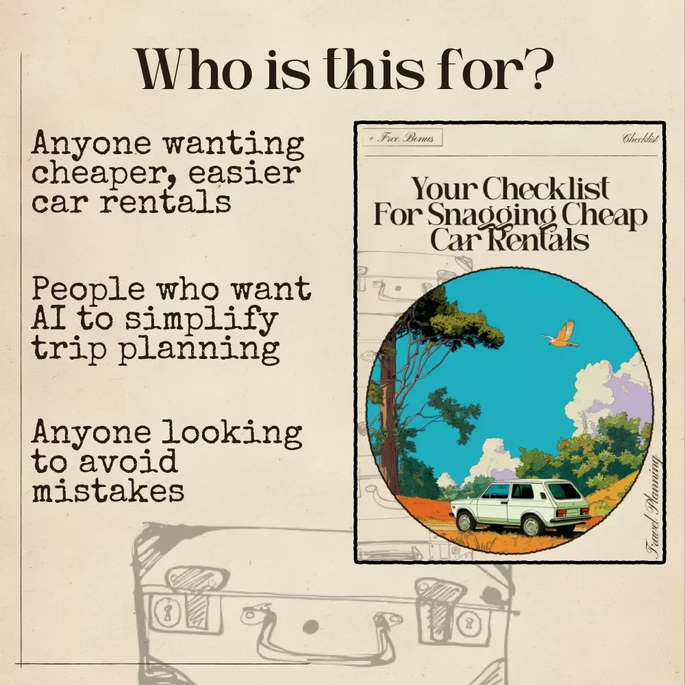 Your Checklist for Snagging Cheap Car Rentals | Budget Travel Guide, Printable Checklist, ai to find cheap car rentals Trip Planner, Digital Download