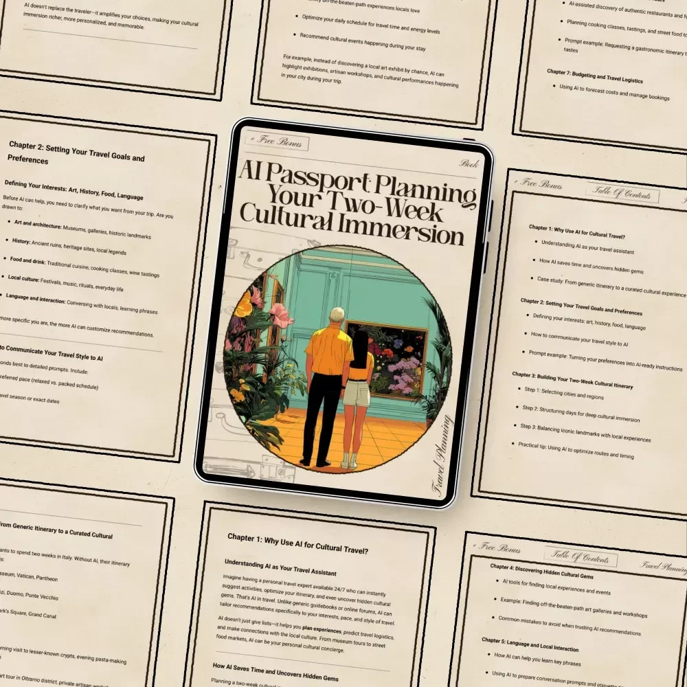 AI Passport: Planning Your Two-Week Cultural Immersion | Digital Travel Guide eBook | Cultural Itinerary Planner