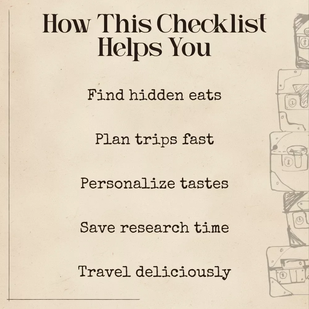 Let AI Guide You to the Ultimate Foodie Destinations | Printable Travel Checklist for Culinary Explorers | Smart Trip Planner Using AI to Find Destinations for Food Lovers