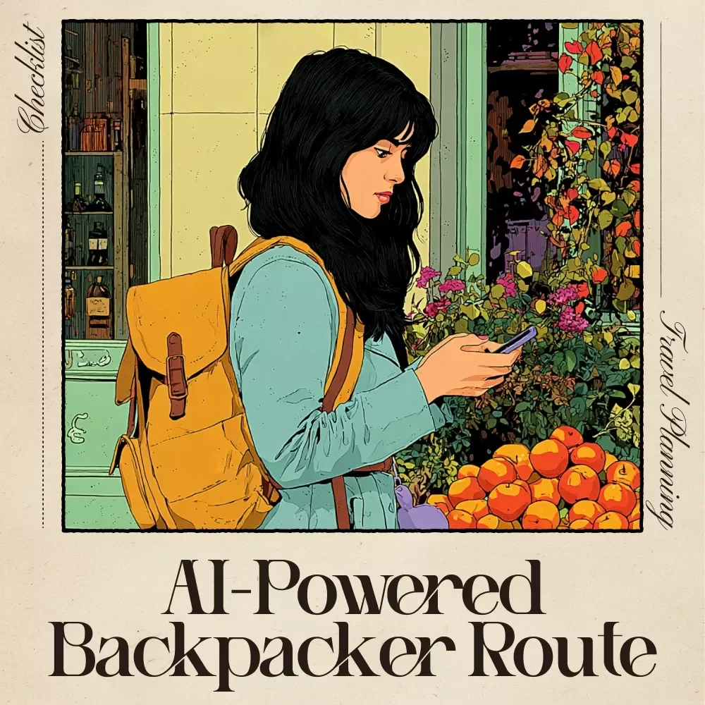 AI-Powered Backpacker Route & Itinerary Checklist – Digital Travel Planner | Smart Guide for Easy Route Mapping | Instant Download for Budget Adventurers | ai for backpacker travel routes itineraries