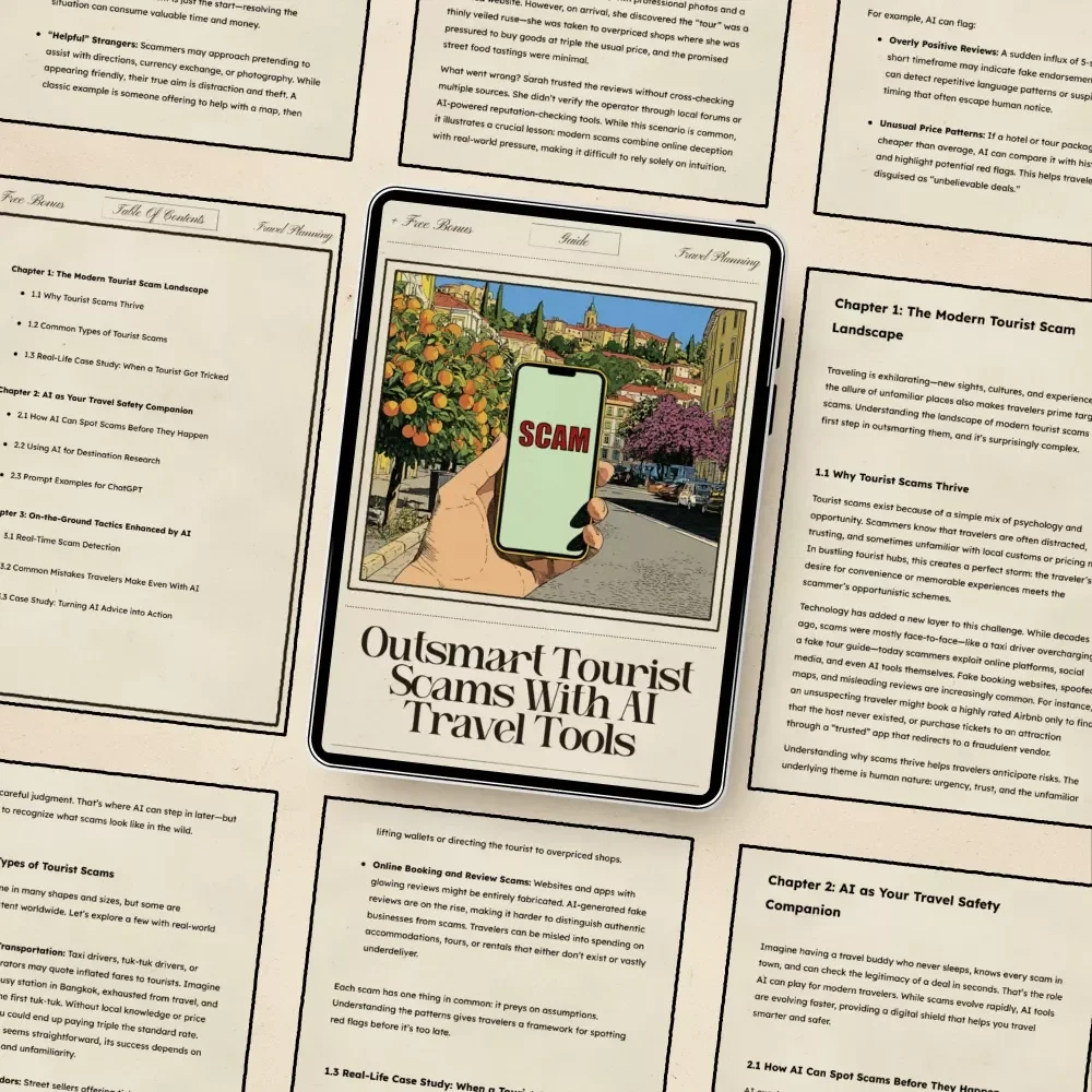 Outsmart Tourist Scams with AI Travel Tools – Digital Safety Guide | Smart Companion for Secure Adventures | Instant Download for Savvy Travelers | ai for avoiding tourist scams