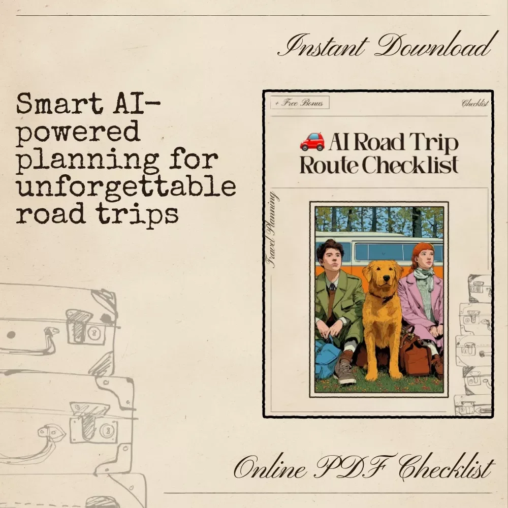 AI Road Trip Route Checklist | Printable Travel Planner | Digital Download Road Trip Guide for Smarter Trip Planning with AI