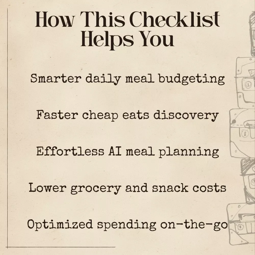 AI-Powered Eats: Budget-Friendly Travel Guide – Ultimate Checklist for Smart Travelers | Digital Download for ai for budget meal planning while traveling