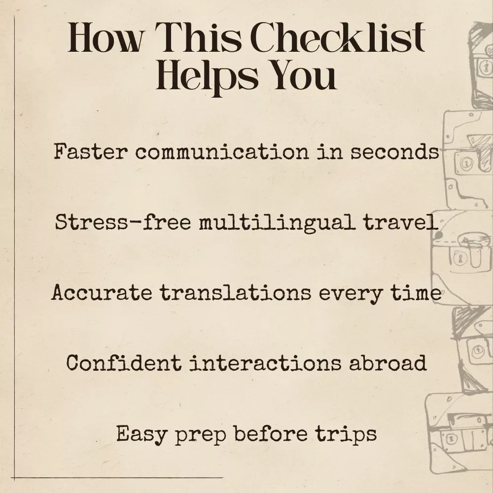 AI-Powered Language Translation for Travelling | Ultimate Editable Checklist for Stress-Free Global Adventures | Instant Communication Guide for Travelers | ai powered language translation for travel