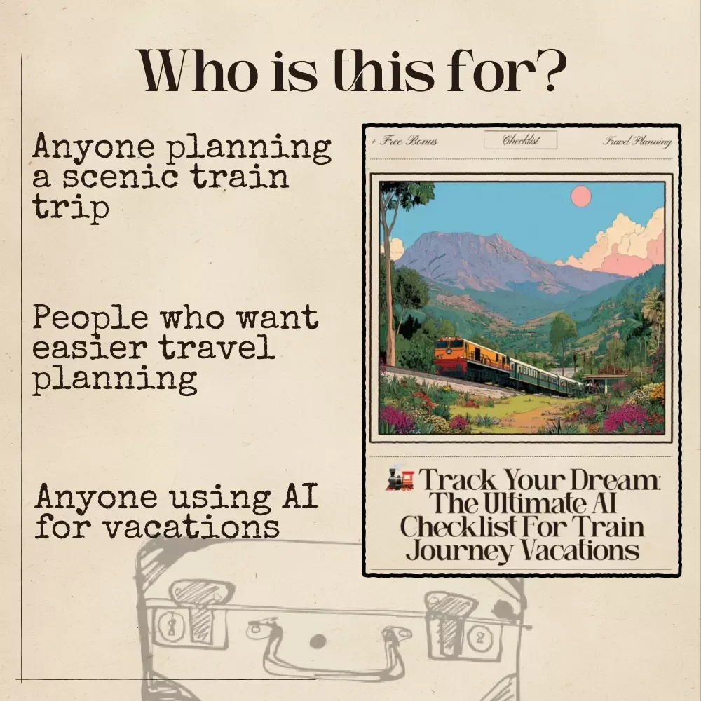 Track Your Dream: The Ultimate AI Checklist for Train Journey Vacations – Digital Download Guide for Scenic Rail Travel, AI Trip Planning, Train Vacation Planner, Travel Checklist