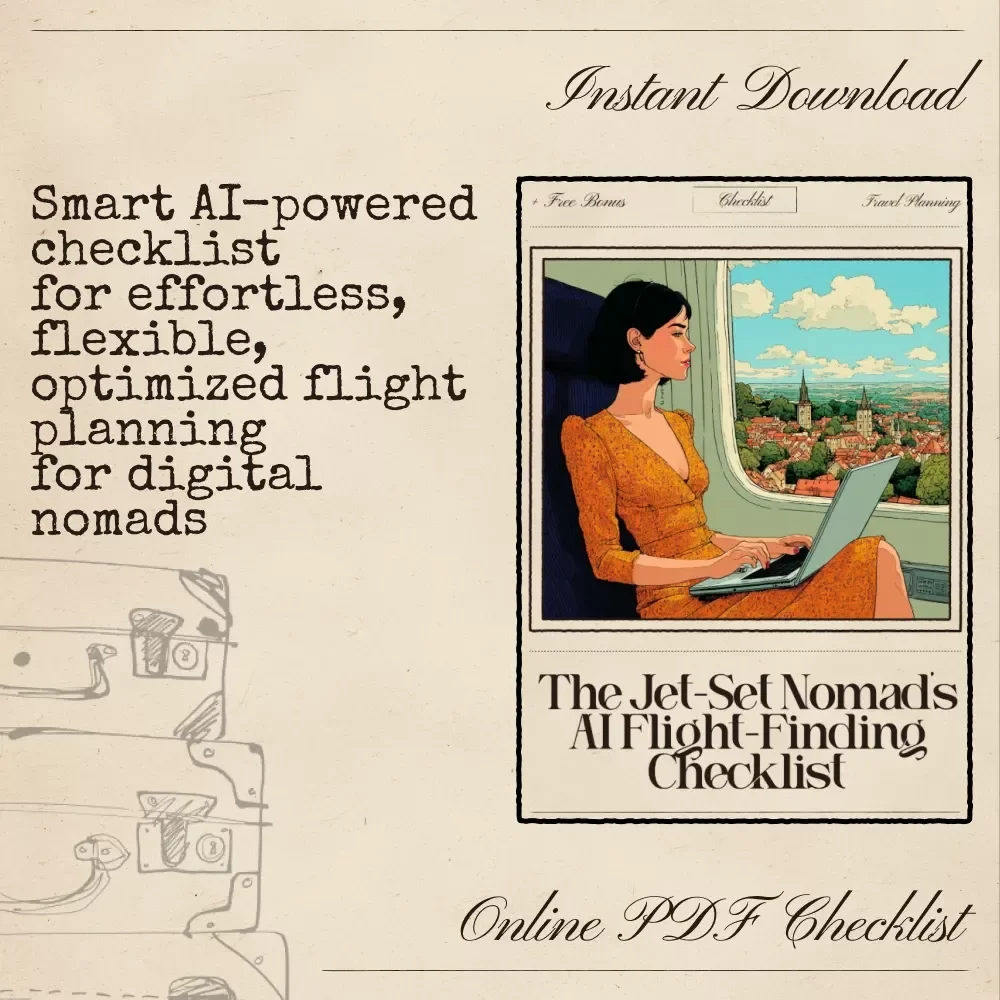 The Jet-Set Nomad’s AI Flight-Finding Checklist | Digital Download for Digital Nomads | Ultimate Travel Planning Guide Using ai for finding flights for digital nomads