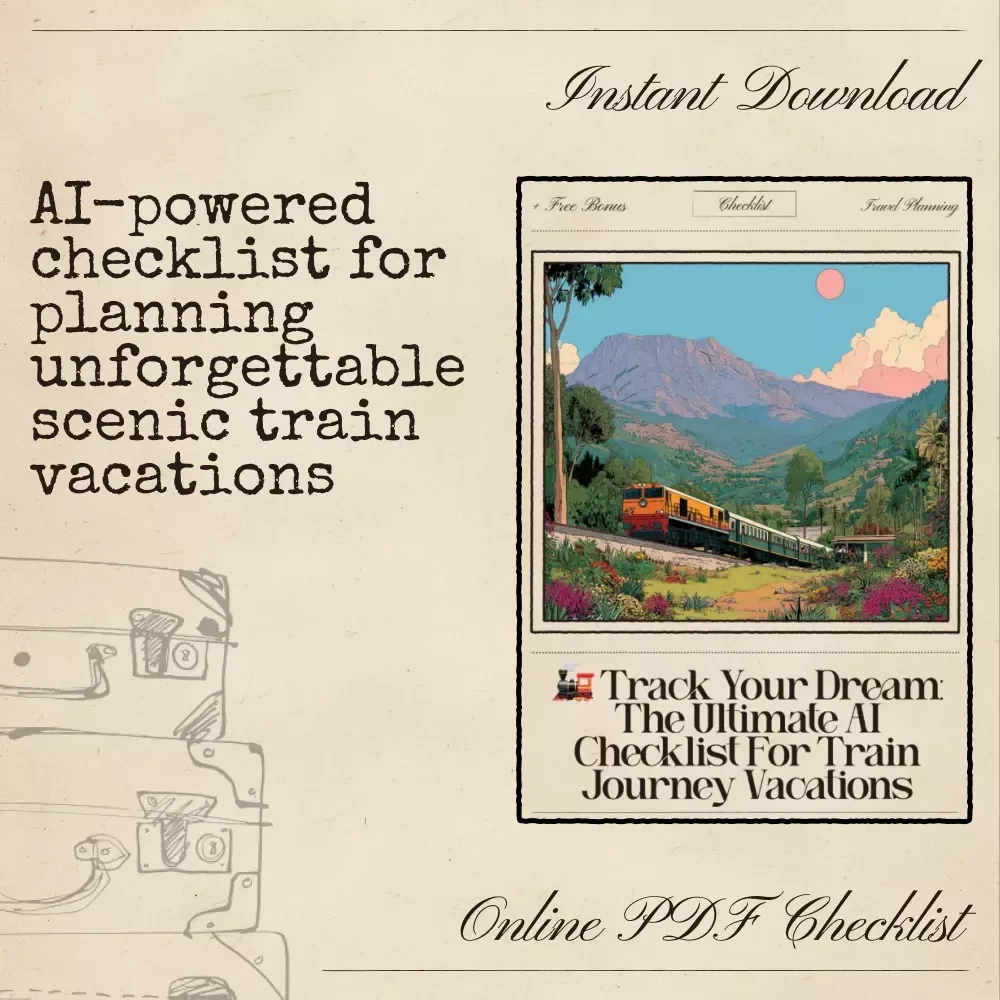 Track Your Dream: The Ultimate AI Checklist for Train Journey Vacations – Digital Download Guide for Scenic Rail Travel, AI Trip Planning, Train Vacation Planner, Travel Checklist
