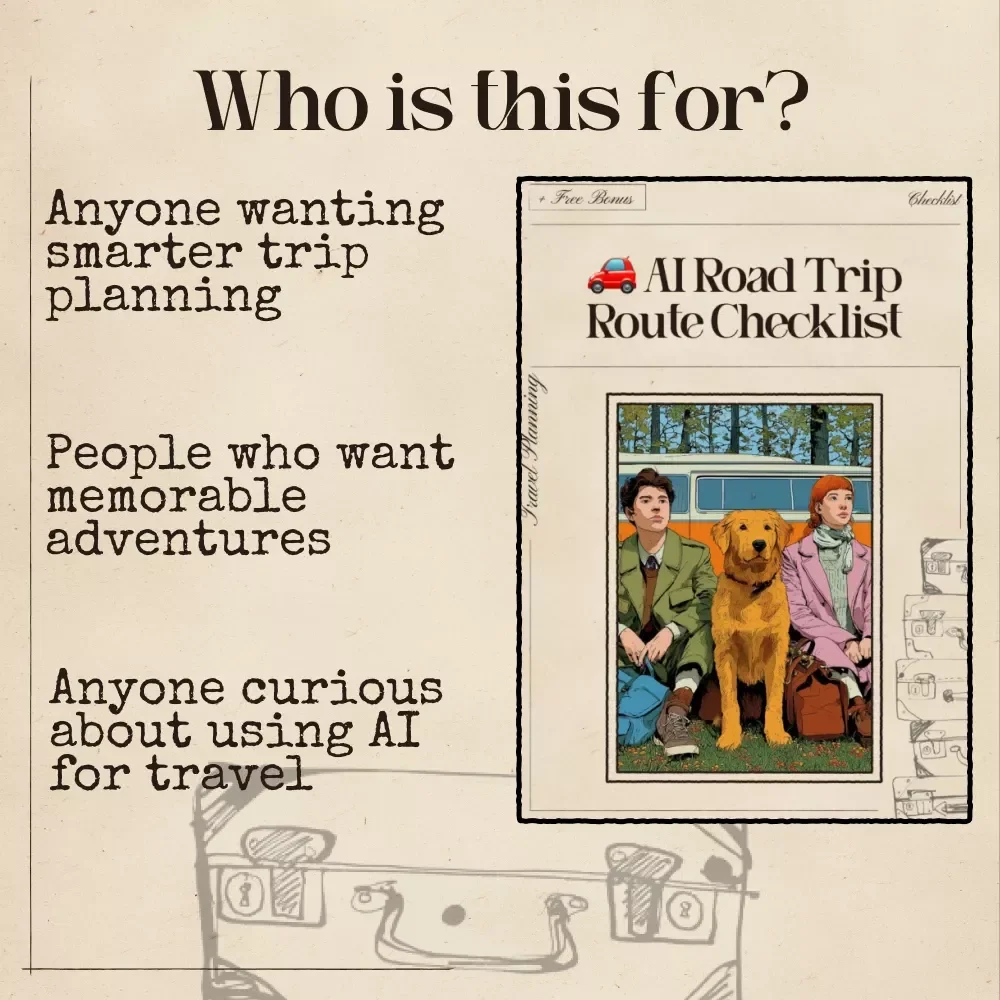 AI Road Trip Route Checklist | Printable Travel Planner | Digital Download Road Trip Guide for Smarter Trip Planning with AI