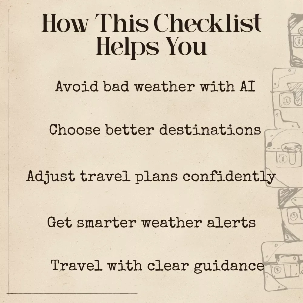 AI-Powered Weather Escape Checklist | Travel Weather Planner | Vacation Forecast Guide | Digital Download for Smart Trip Planning