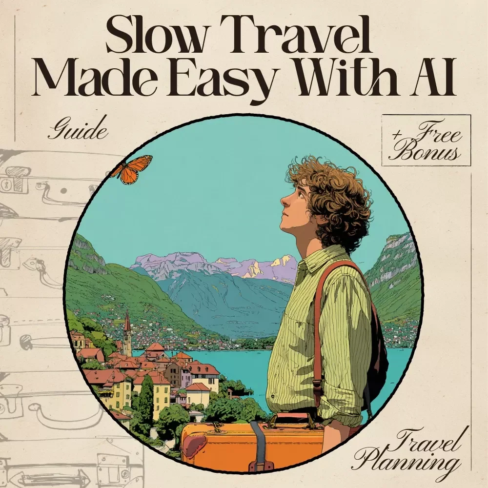 Slow Travel Made Easy with AI | Long-Stay Travel Guide | AI Slow Travel Suggestions for Long Stays | Digital Download for Intentional, Meaningful Trips