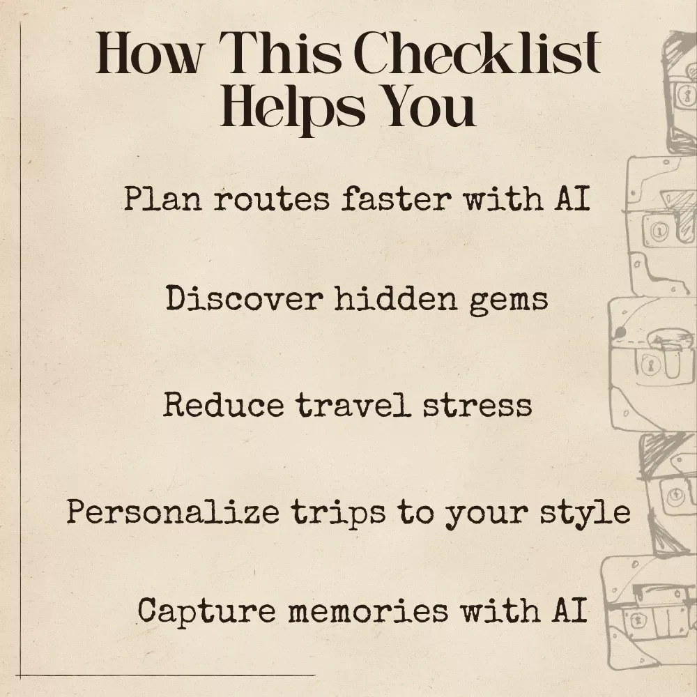 AI Road Trip Route Checklist | Printable Travel Planner | Digital Download Road Trip Guide for Smarter Trip Planning with AI