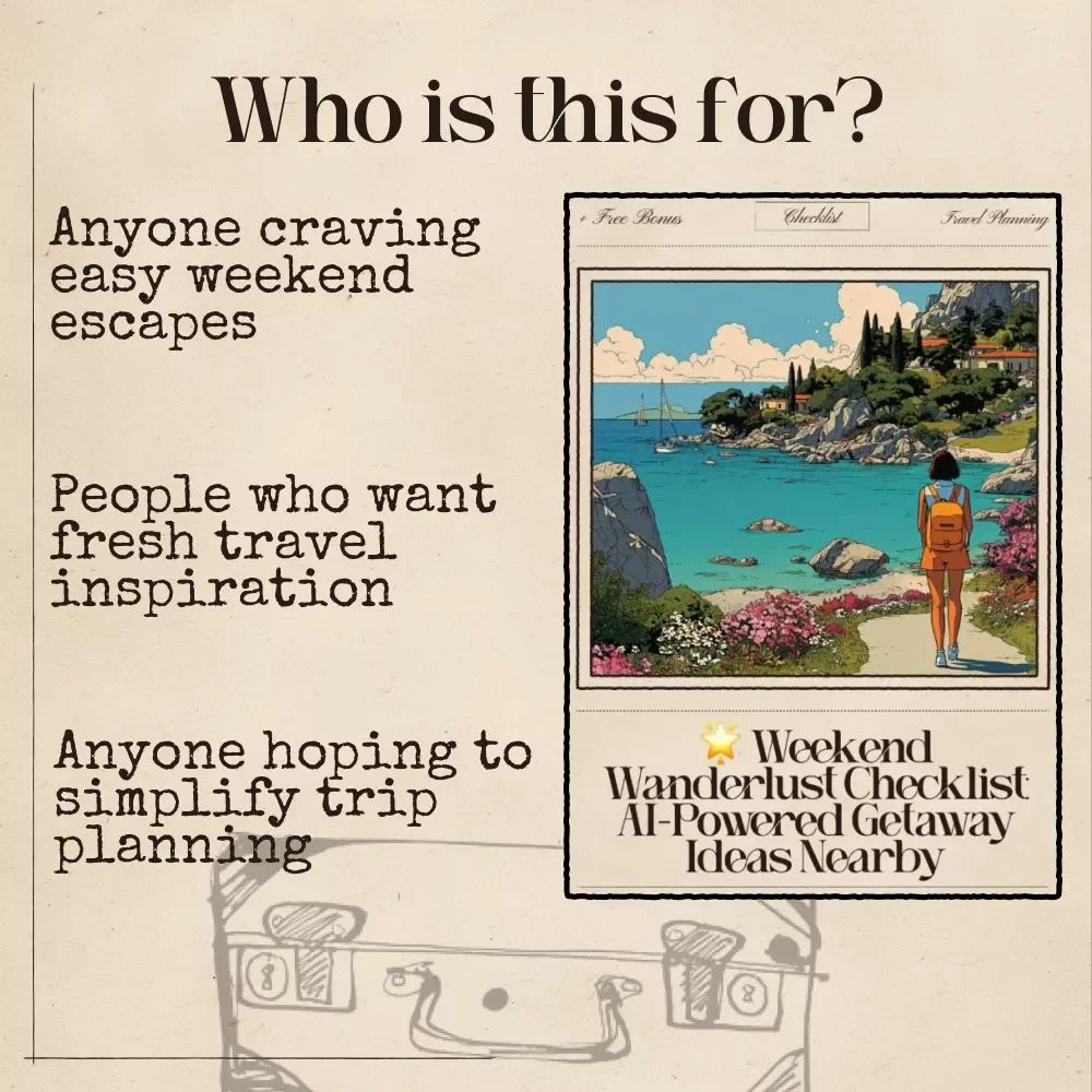 Weekend Wanderlust Checklist: AI-Powered Getaway Ideas Nearby – Printable Travel Planner, Quick Trip Guide, Digital Weekend Escape Checklist, hidden weekend gems near me
