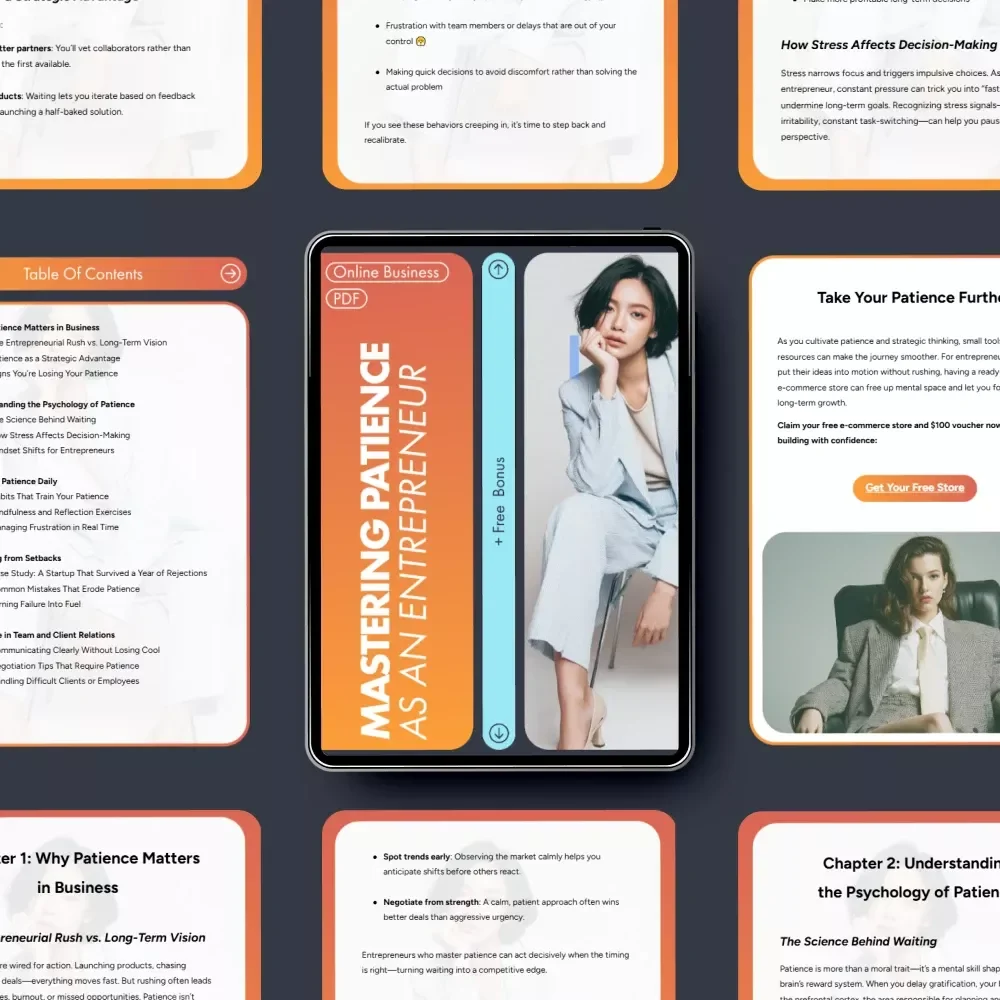 Mastering Patience as an Entrepreneur Ebook | Developing Patience as an Entrepreneur Guide | Mindset, Habits, Stress-Management & AI Workflows