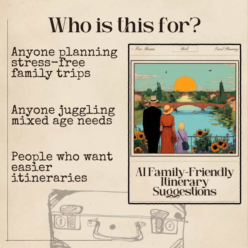 AI Family-Friendly Itinerary Suggestions | Editable Travel Ebook Guide for Parents | AI Language Help for Traveling Abroad | Family Trip Planner