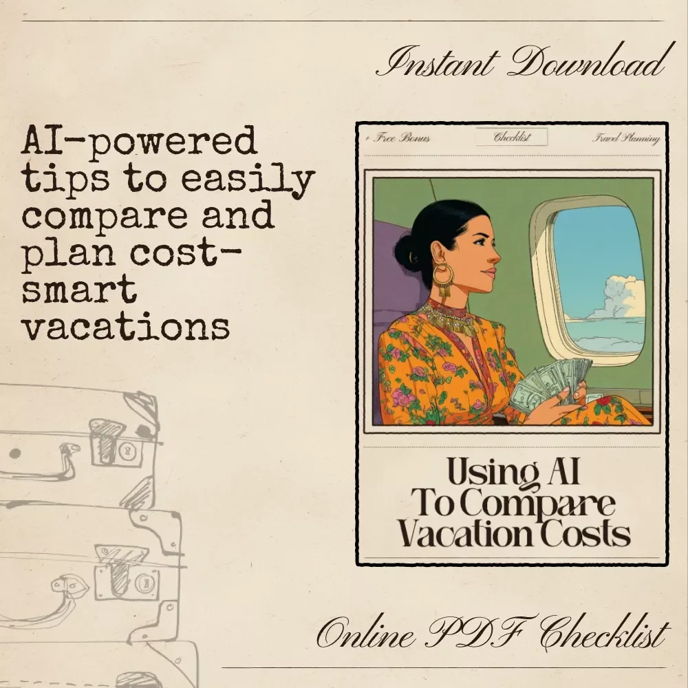 Using AI to Compare Vacation Costs Checklist | Travel Budget Planner | Digital Download for Smarter Trip Planning | Using AI to Compare Vacation Costs Guide