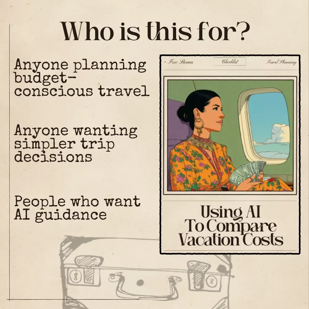 Using AI to Compare Vacation Costs Checklist | Travel Budget Planner | Digital Download for Smarter Trip Planning | Using AI to Compare Vacation Costs Guide