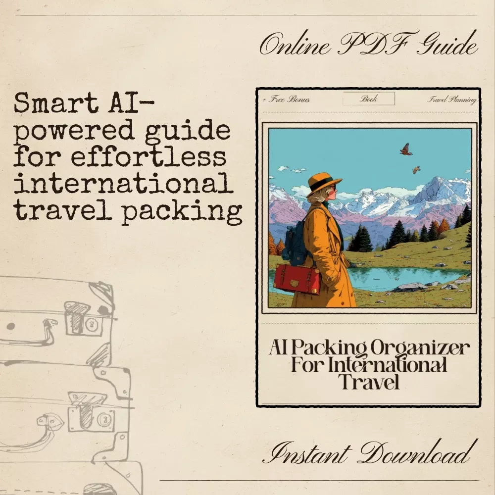 AI Packing Organizer for International Travel – Digital Download Travel Guide, Smart Packing Checklist, Space-Saving Suitcase Planner, Printable eBook for Stress-Free International Trips