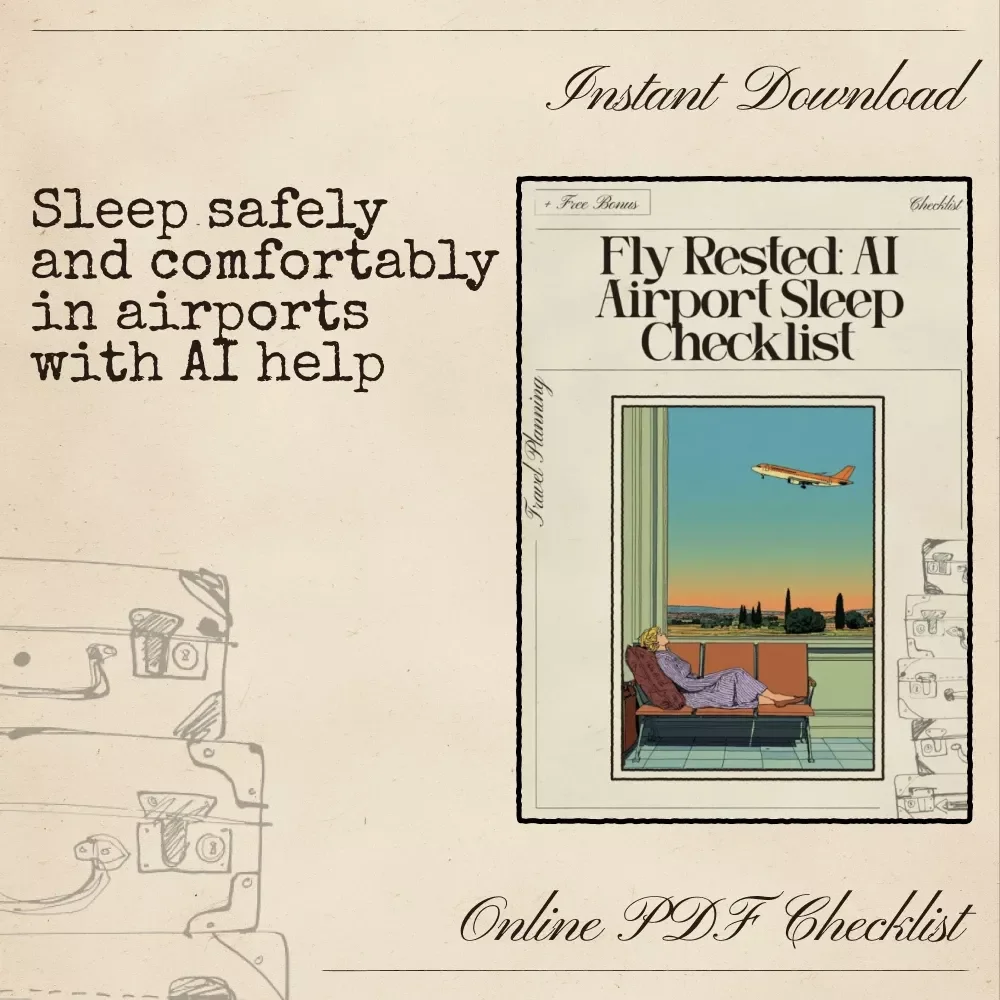 Fly Rested: AI Airport Sleep Checklist – Digital Travel Companion | Smart Planner for Stress-Free Airport Naps | Instant Download for Frequent Flyers | ai for sleeping in airports safely