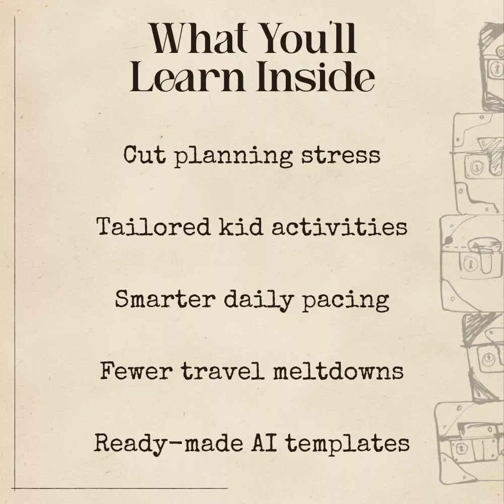 AI Family-Friendly Itinerary Suggestions | Editable Travel Ebook Guide for Parents | AI Language Help for Traveling Abroad | Family Trip Planner