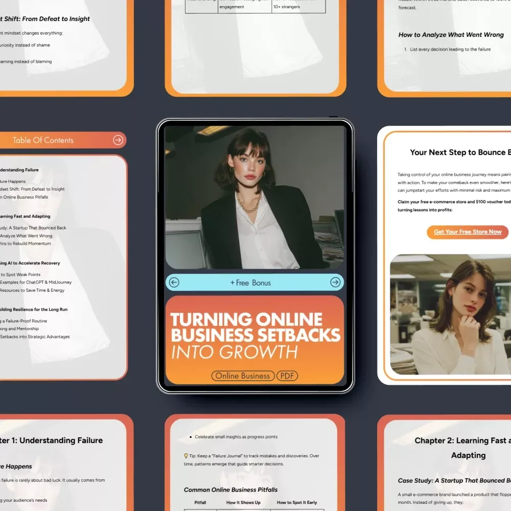 Turning Online Business Setbacks into Growth | Guide for Entrepreneurs | How to Handle Failure and Bounce Back | Digital Download