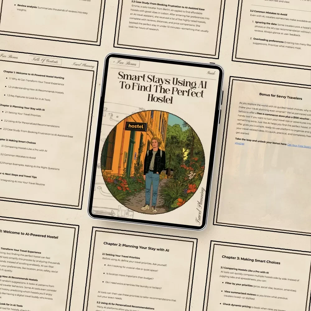 Smart Stays: Using AI to Find the Perfect Hostel – Travel Guide, Digital Download, AI for Choosing Hostels, Budget Travel Help, Backpacker Ebook