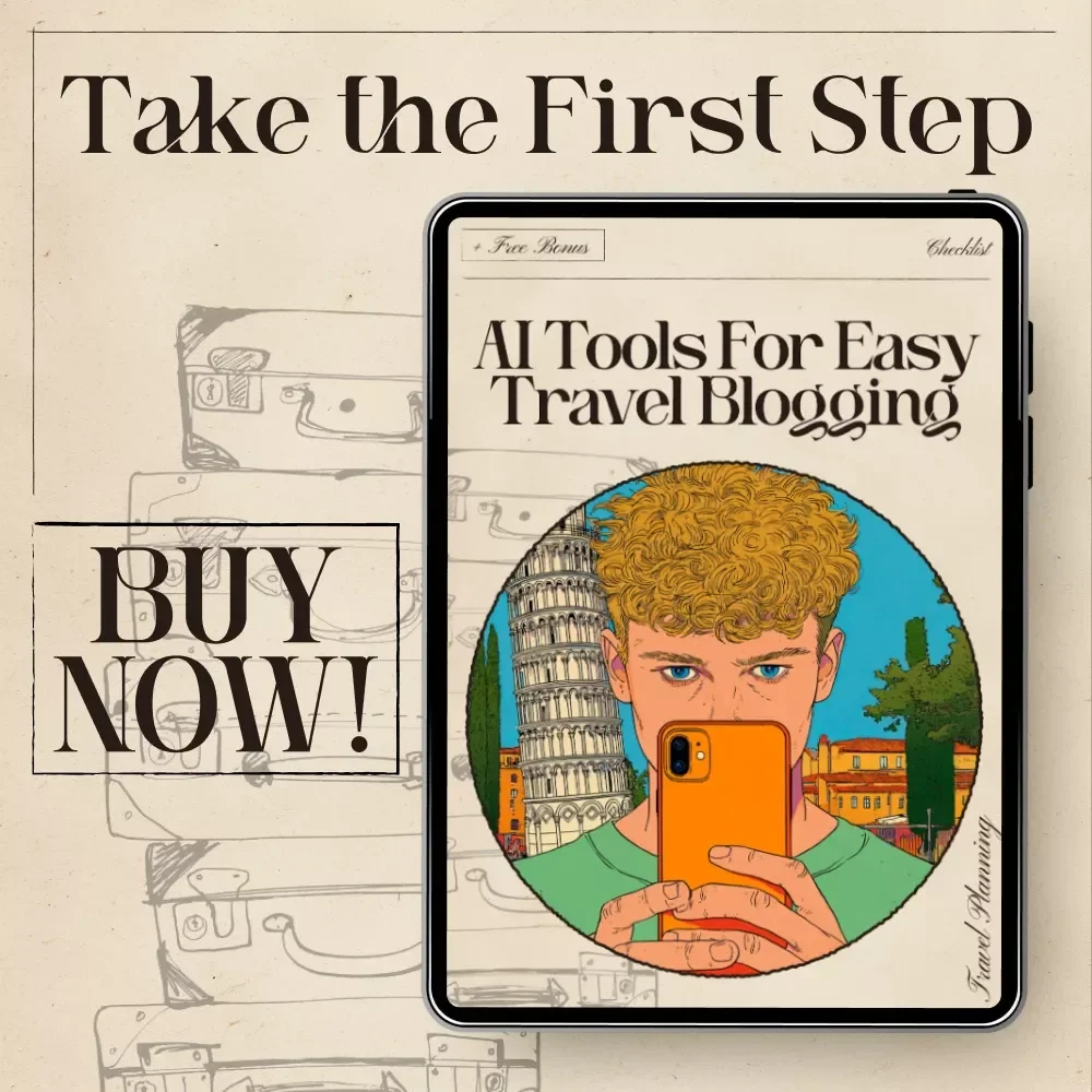 AI Tools for Easy Travel Blogging Checklist | Digital Download for Bloggers | Guide to Using ai prompts for turning travel notes into blog posts