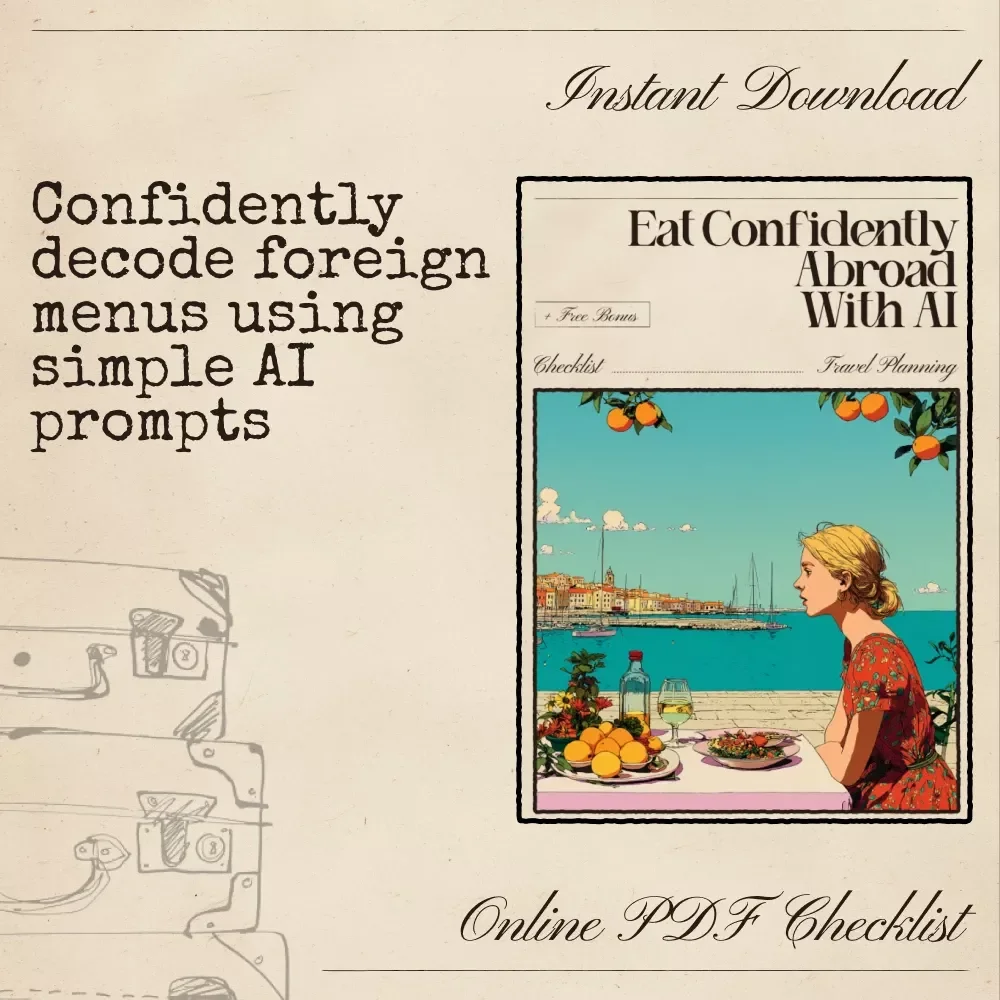 Eat Confidently Abroad with AI | Digital Travel Menu Guide, Translation Checklist, Foreign Menu Decoder for Travelers