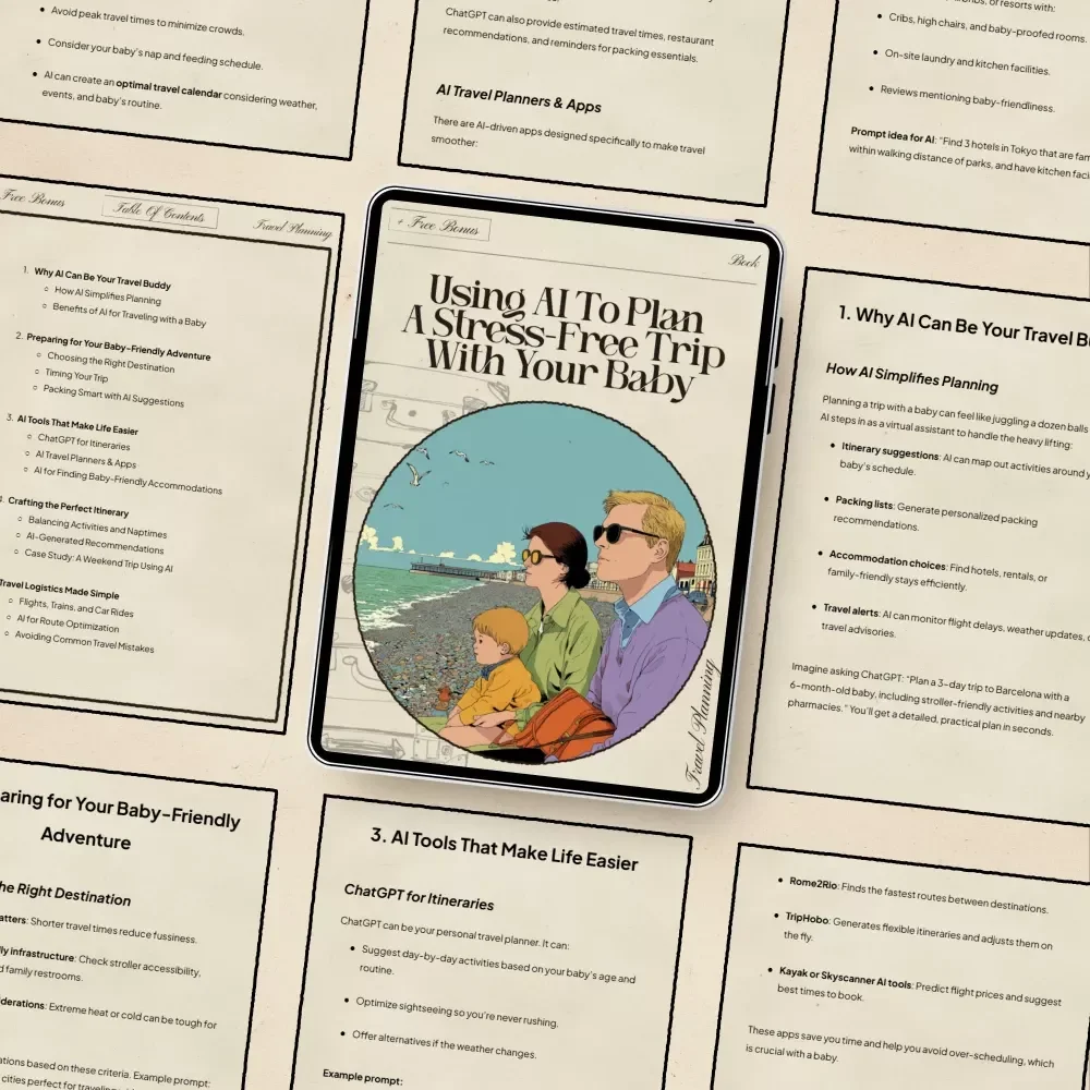 Using AI to Plan a Stress-Free Trip with Your Baby | Digital eBook for Parents | Learn ai to plan a trip with a baby, Baby-Friendly Tools, and Smart Itinerary Tips