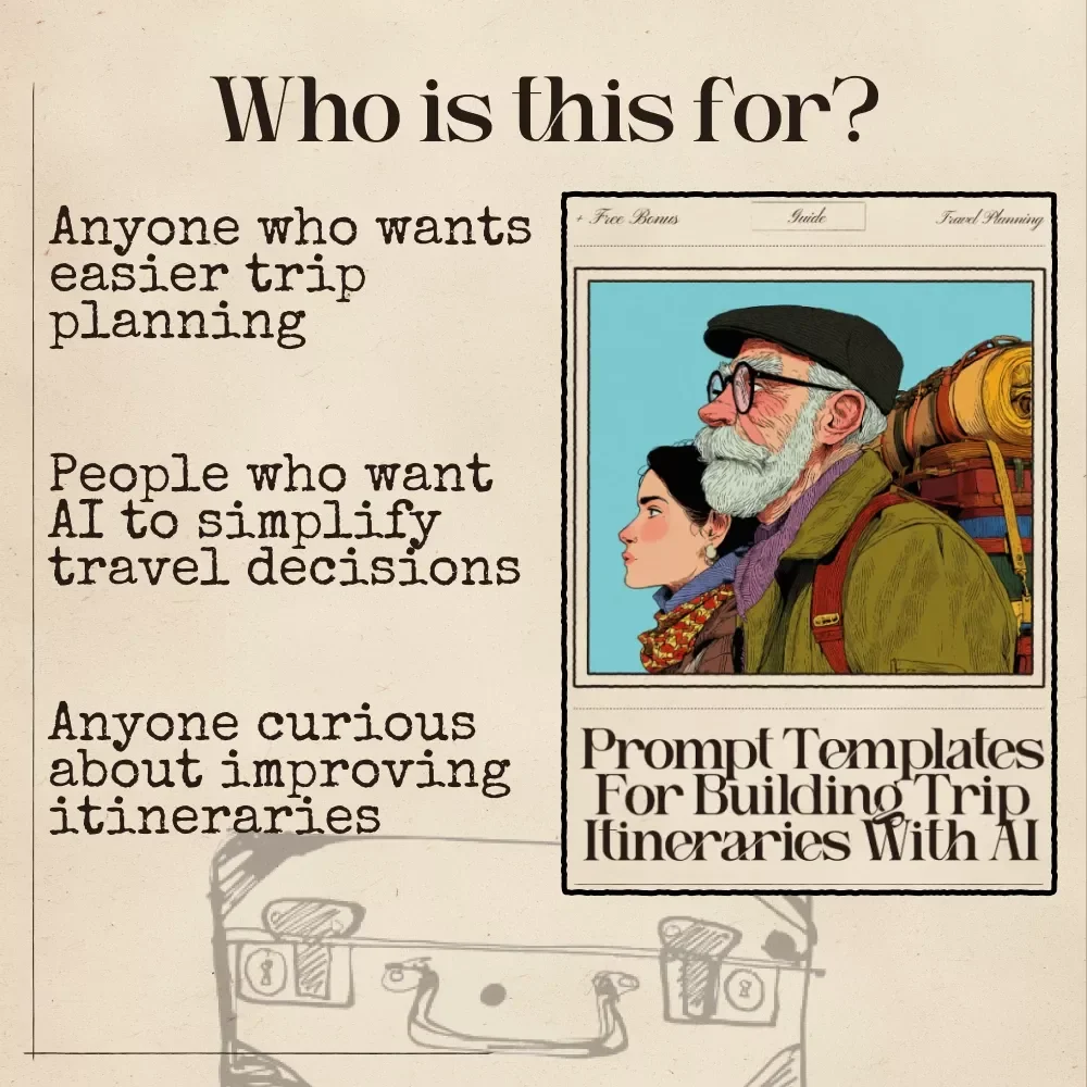 Prompt Templates for Building Trip Itineraries With AI – Travel Planning eBook, Digital Download, AI Travel Guide for Smarter Trip Design
