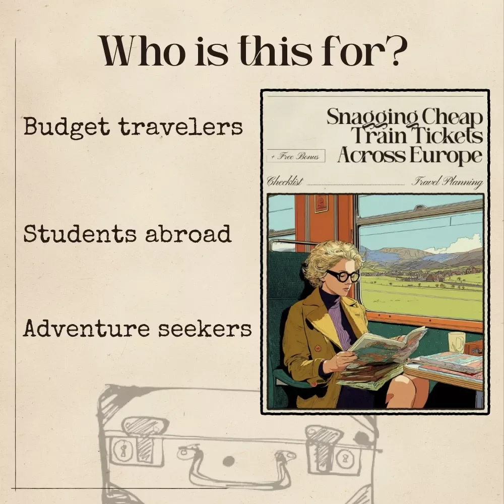 Snagging Cheap Train Tickets Across Europe | Digital Travel Checklist | Smart Planner Using AI for Finding Cheap Train Travel in Europe | Printable PDF for Budget Travelers
