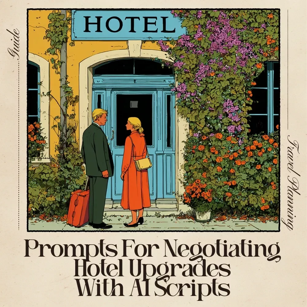 Prompts for Negotiating Hotel Upgrades With AI Scripts | Travel Negotiation Guide for Easy Room Upgrades | prompts for negotiating hotel upgrades with ai scripts | Digital Download for Travelers, Influencers & Frequent Flyers