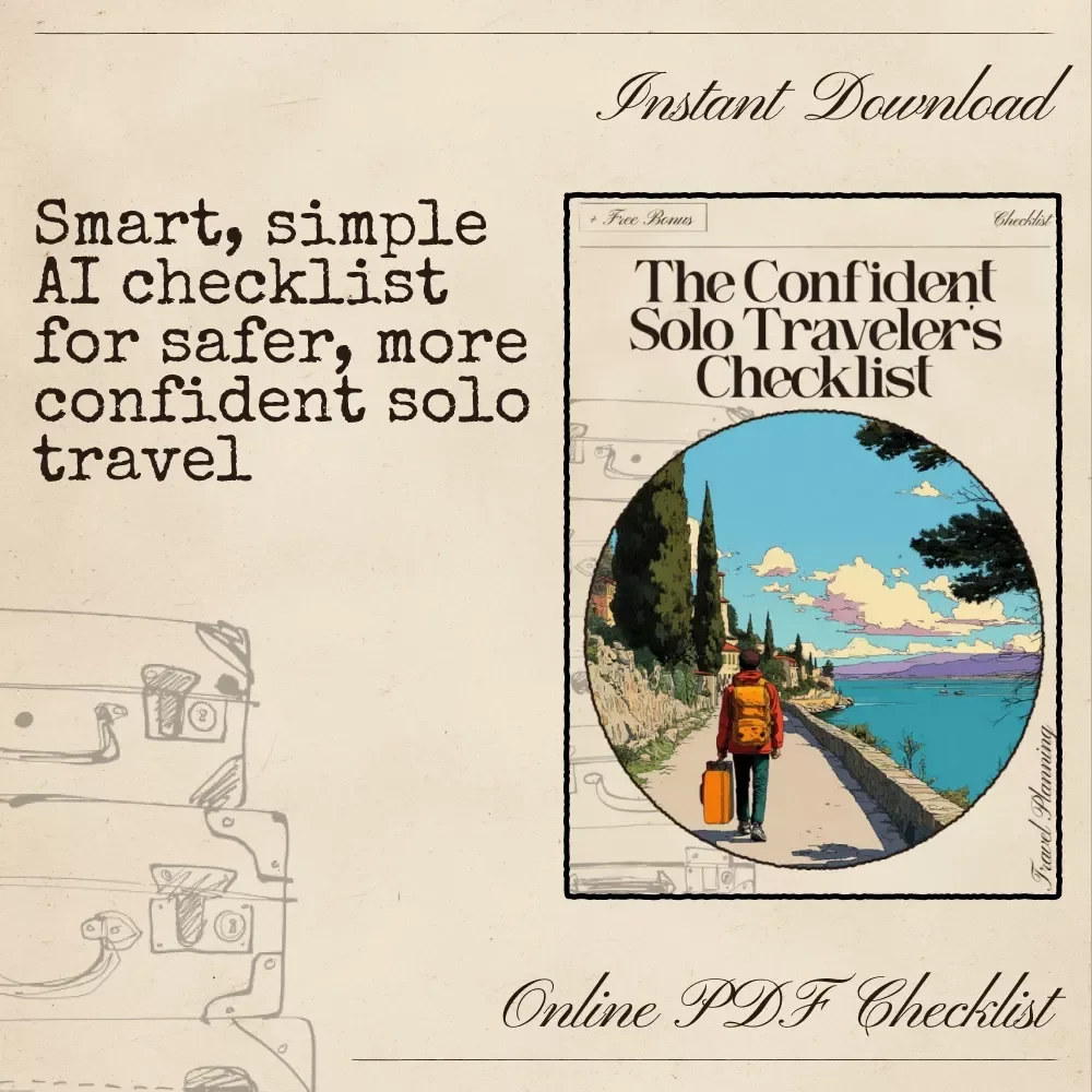 The Confident Solo Traveler’s Checklist | AI for Safe Solo Travel Destinations Guide | Solo Travel Safety Printable Checklist | Digital Download