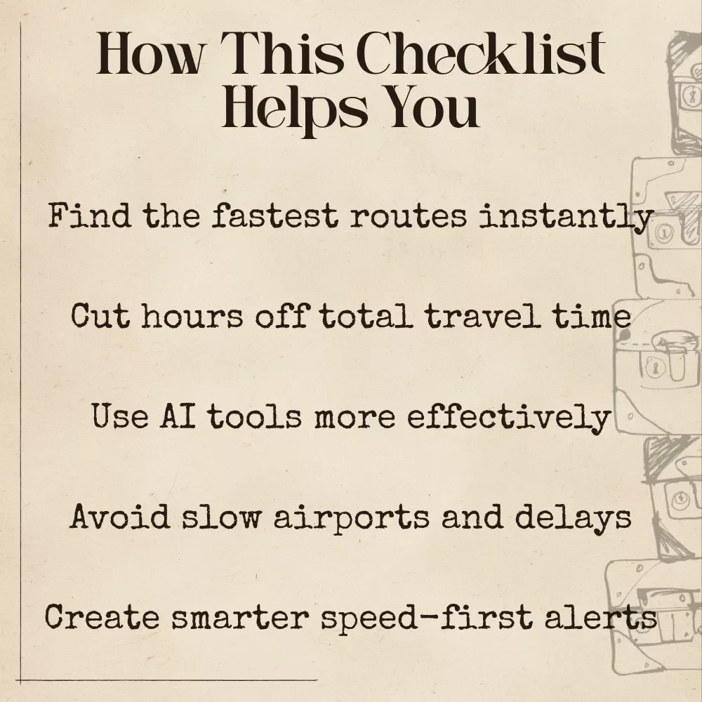 Lightning-Fast Travel Planner | Speed-Priority Flight Checklist for Smarter Trips | AI Travel Guide for Finding Flights with the Shortest Total Travel Time | Printable & Digital Download
