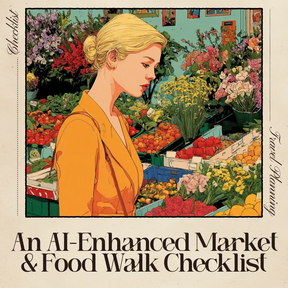 An AI-Enhanced Market & Food Walk Checklist | Ultimate Travel Foodie Route Planner | Smart ai for market tours and food walks Guide for Vendors, Street Food, and Market Adventures