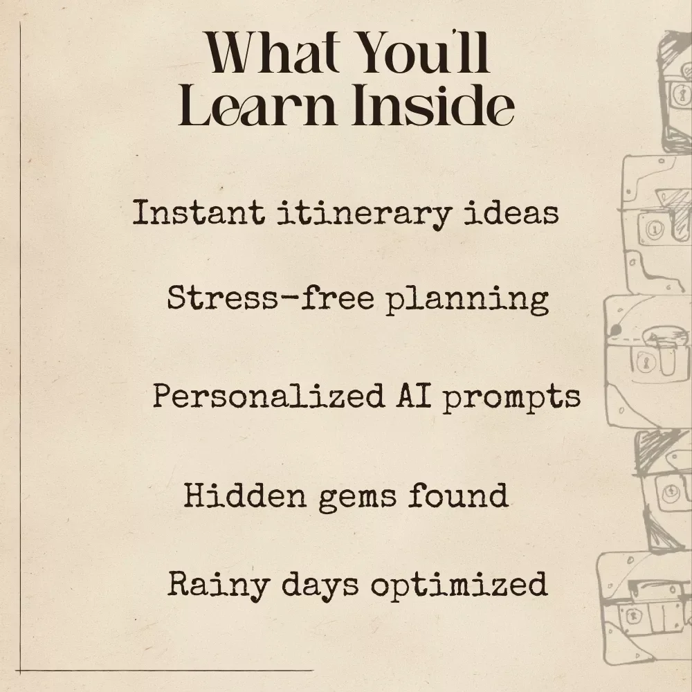 AI Itinerary Ideas for Rainy Travel Days | Travel eBook, Rainy-Day Trip Planner, Indoor Activity Guide, Digital Download for Travelers