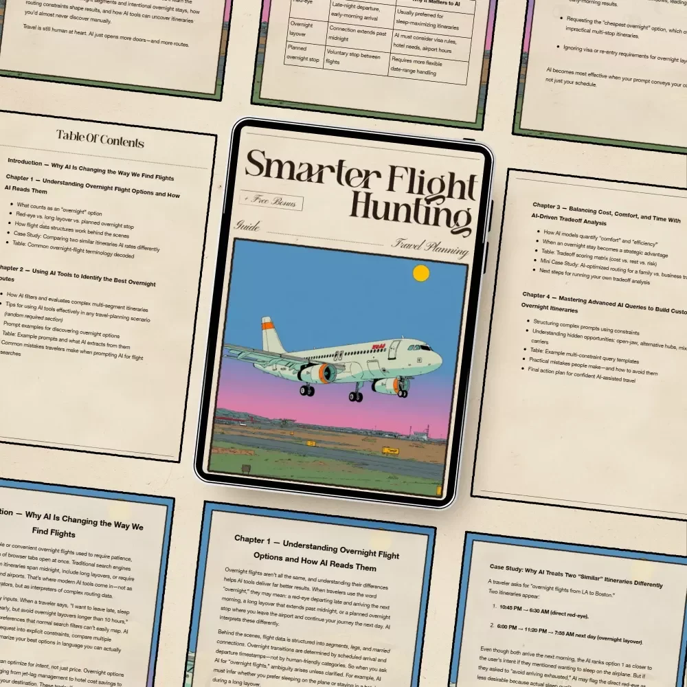 Smarter Flight Hunting — AI-Enhanced Guide for Finding Flights with Overnight Options, Travel Hacks, Red-Eye Strategies, and Smart Itinerary Planning (Digital Download)