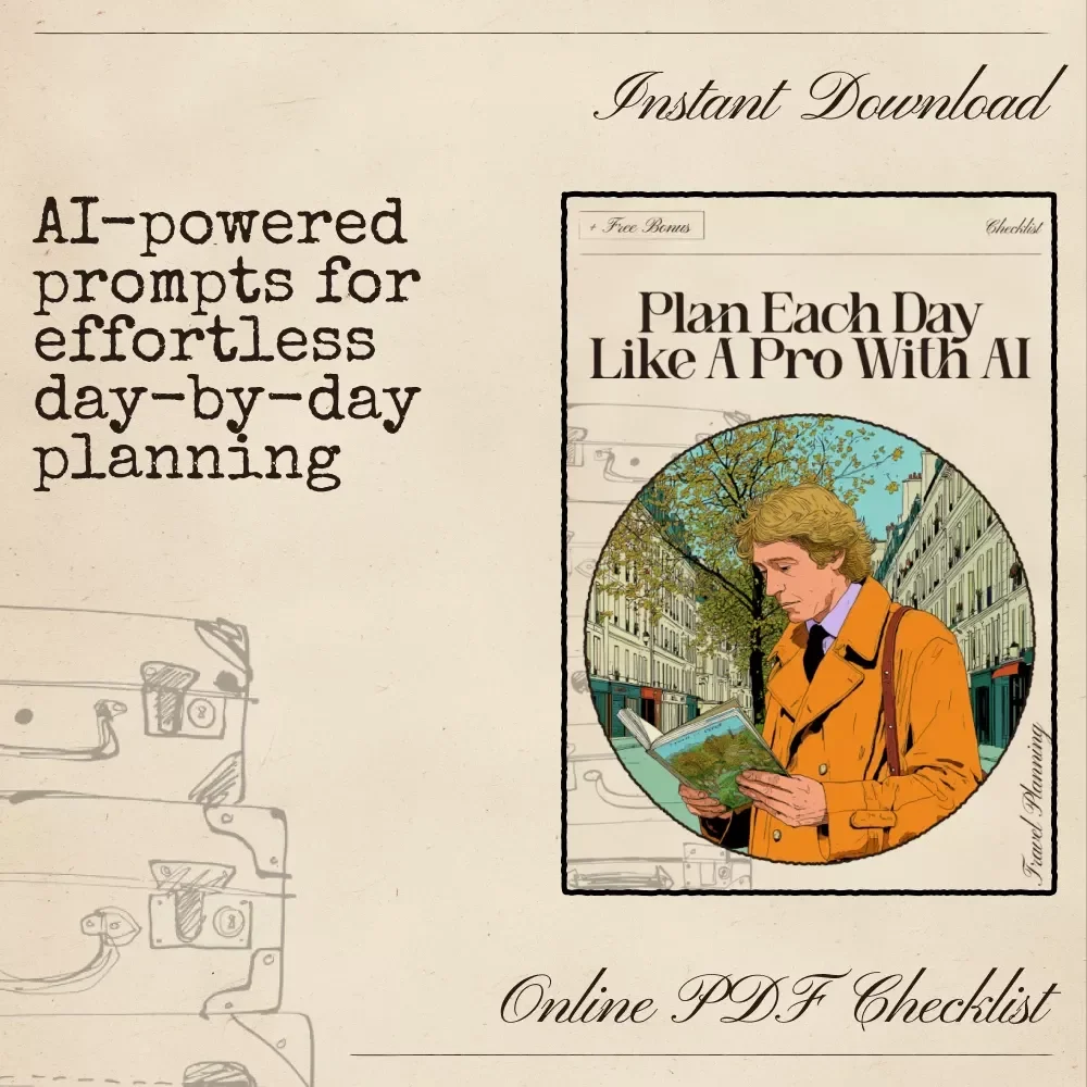 Plan Each Day Like a Pro with AI – Daily Planning Checklist, ChatGPT Prompt Guide, Digital Download for Trip Planning, Productivity, Time-Blocking & Routine Organization