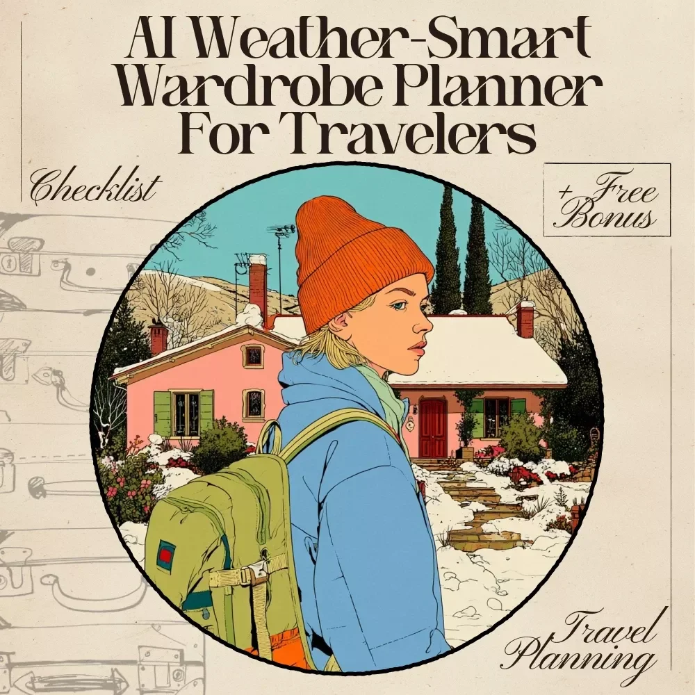 AI Weather-Smart Wardrobe Planner for Travelers | Digital Travel Packing Checklist & Climate-Smart Outfit Guide | Printable & AI-Prompt Packing Assistant