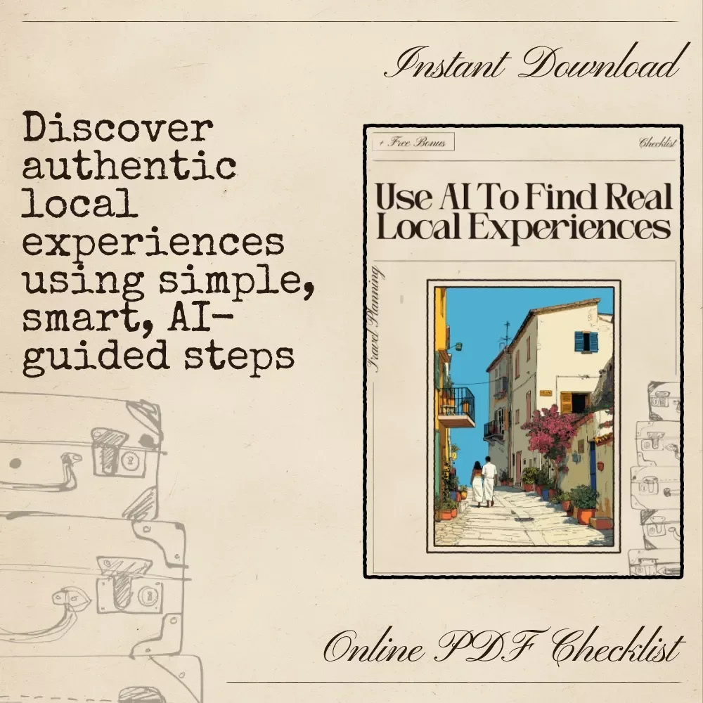 Use AI to Find Real Local Experiences Checklist | Authentic Travel Digital Download Guide | ai that suggests authentic local experiences | Immersive Mindful Travel Tool