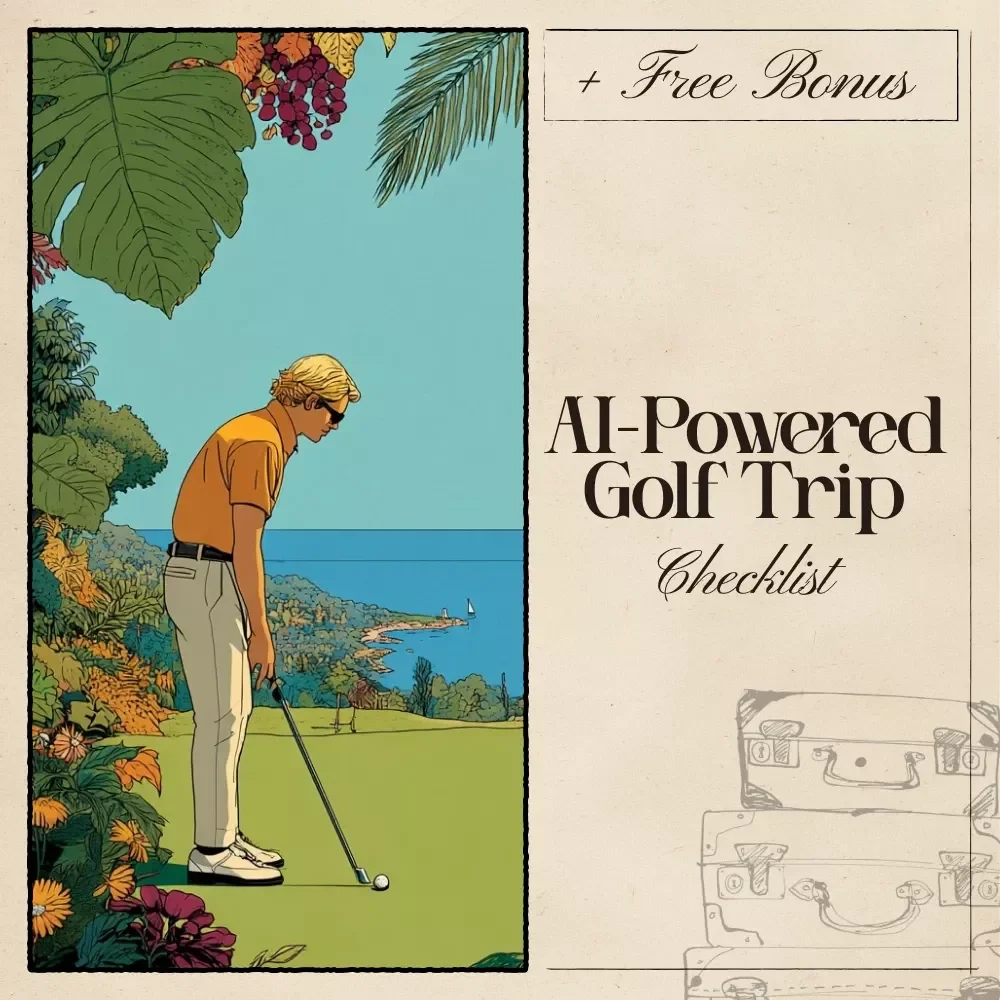Your AI-Powered Golf Trip Checklist | Smart Digital Guide for Golf Travelers | Printable PDF Golf Planner Using AI for Planning a Golf Trip, Course Selection, Budgeting & Packing