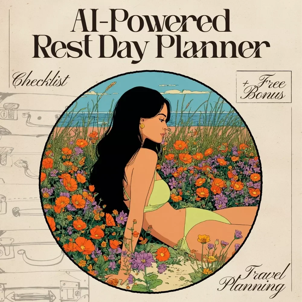 AI-Powered Rest Day Planner: Your Ultimate Travel Recharge Checklist | Travel Itinerary Helper | Digital Download for Stress-Free Rest Days