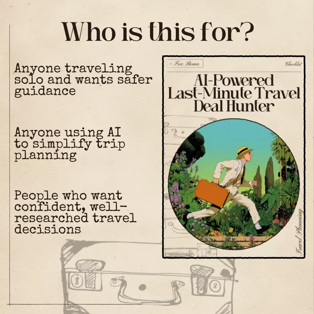 AI-Powered Last-Minute Travel Deal Hunter | Printable & Digital Checklist for Fast Getaways | Travel Savings Guide | AI for Last Minute Travel Deals