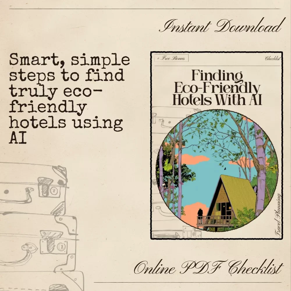 Finding Eco-Friendly Hotels With AI Checklist | Travel Sustainability Guide | Digital Download for Conscious Travelers | ai for finding eco friendly hotels