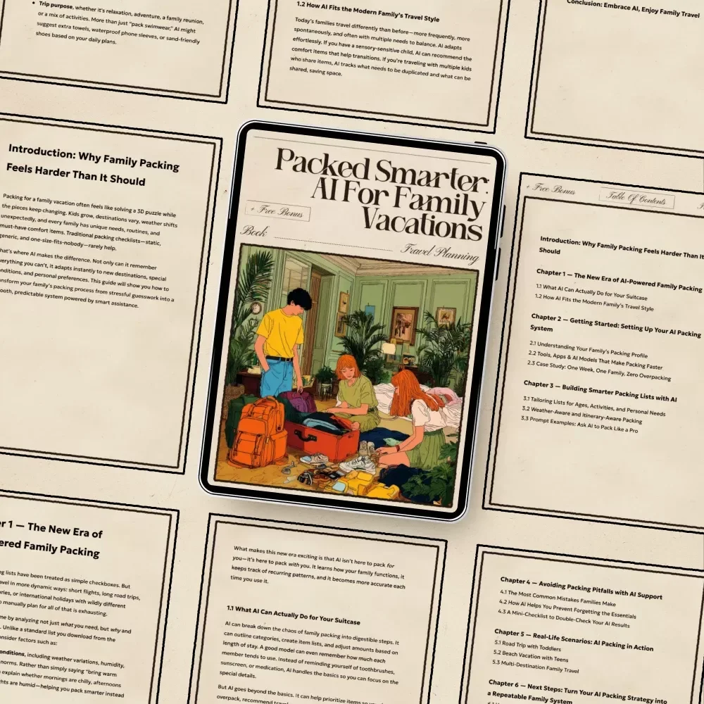 Packed Smarter: AI for Family Vacations — Digital Guide for Stress-Free Family Travel, AI Packing System, Smart Packing Lists, Family Travel Planner